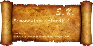 Simonovits Kristóf névjegykártya